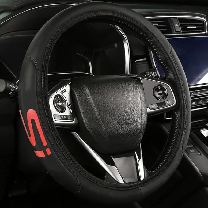 Leather Steering Wheel Cover Compatible with Civic si Universal Size(SI)