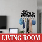 Key Holder Wall Mount, Home Sweet Home Sign, Key Holder Wall for Wall Decorative with 6 Hooks, Organizer Rack Hanger for Entr