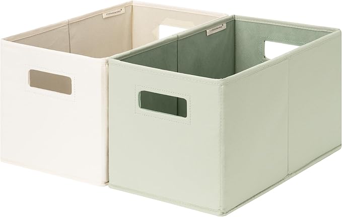 StorageWorks Fabric Storage Bins for Shelves, Closet Organizers and Storage Baskets, Collapsible Storage Bins with Cutout Han