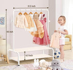 Kids Clothing Rack - Dress Up Clothes Rack - Baby Toddler Closet - Mini Freestanding Coat Racks with 2 Fabric Shelves - Small