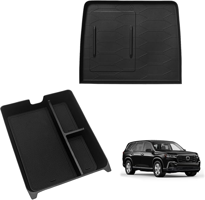 Muslogy Center Console Organizer & Wireless Charger Protective Mat Compatible with Honda Pilot 2023-2026/2024-2026 Passport Accessories Phone Charge Area Cover Console Inserts Mats Anti Slip 2PCS Set