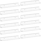 Lifewit Narrow Floating Shelves for Vinyl Record 12 Pack, 12" Clear Wall Shelves for Nail Polish/Book/Picture/Makeup, Acrylic