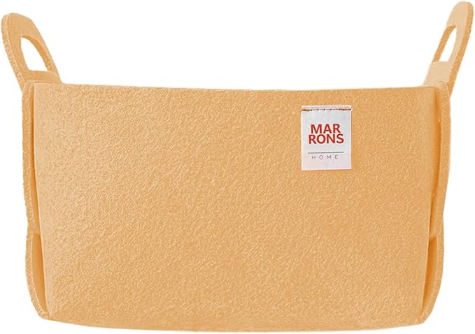 Collapsible Felt APRICOT Storage Bin Small 7.1"x5.1"x5.1" – Foldable Basket with Handles for Closet, Toy Storage, Laundry Roo
