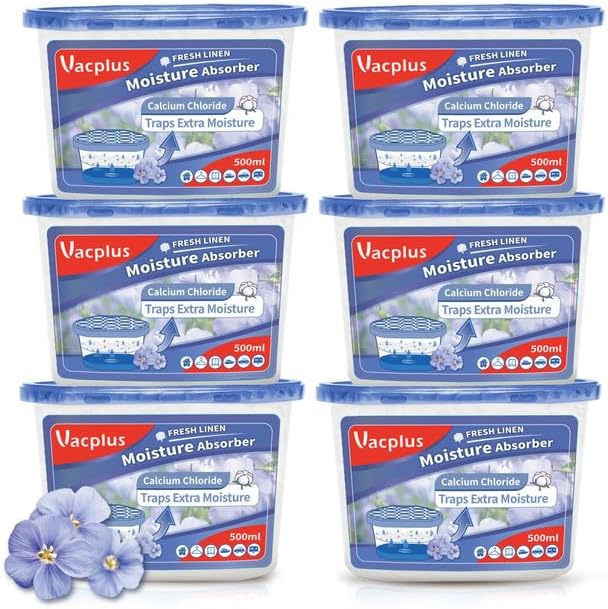 Vacplus Moisture Absorbers 6 Pack, Portable Humidity Absorber Boxes for Your Bathroom, Closet & Car, Dehumidifier with Fresh