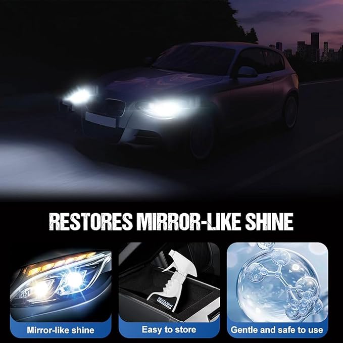 Headlight Cleaner, Headlight Restoration Kit, Automotive Headlamp Restoration Fluid Kit, Q4 Headlight Restoration, for All Ve