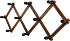 Accordion Wall Hanger, Wood Expandable Wall Mounted Hanger with 10 Hooks for Coats,Hats,Coffee Mug Ect,1 Pack Included, 10 Pe