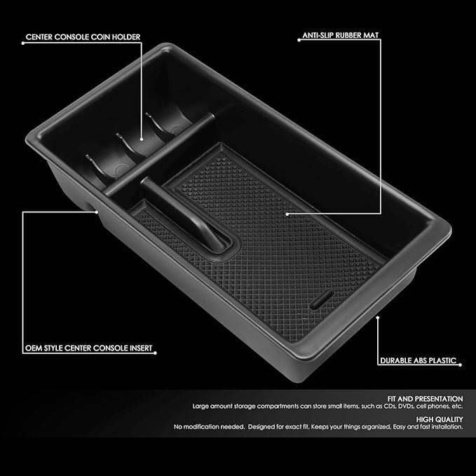 DNA Motoring Center Console Organizer Tray Compatible with 16-18 Tacoma, Armrest Storage Box, ZTL-Y-0017