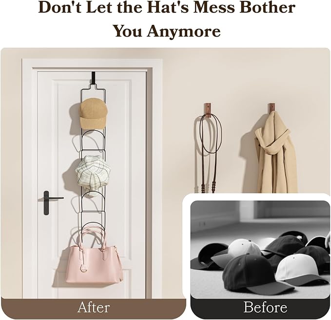 18 Pack Over The Door Hat Organizer for baseball caps | Multi-Functional Baseball Hat Rack for Closet | Wall Mounted Hat s to