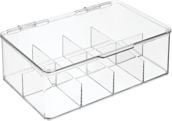mDesign Plastic First Aid Kit Storage Box with Clear Top Lid for Bathroom, Kitchen, Cabinet, Closet, Drawer - Organizes Medic