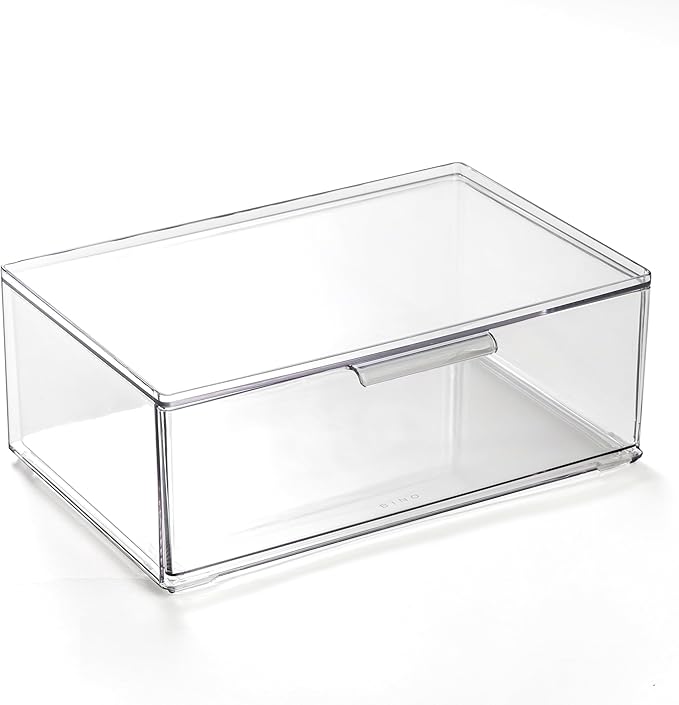 BINO | Clear Stackable Storage Drawers, Large | Clear Storage Drawers with Built-In Handles | Durable Plastic Organizer Drawe