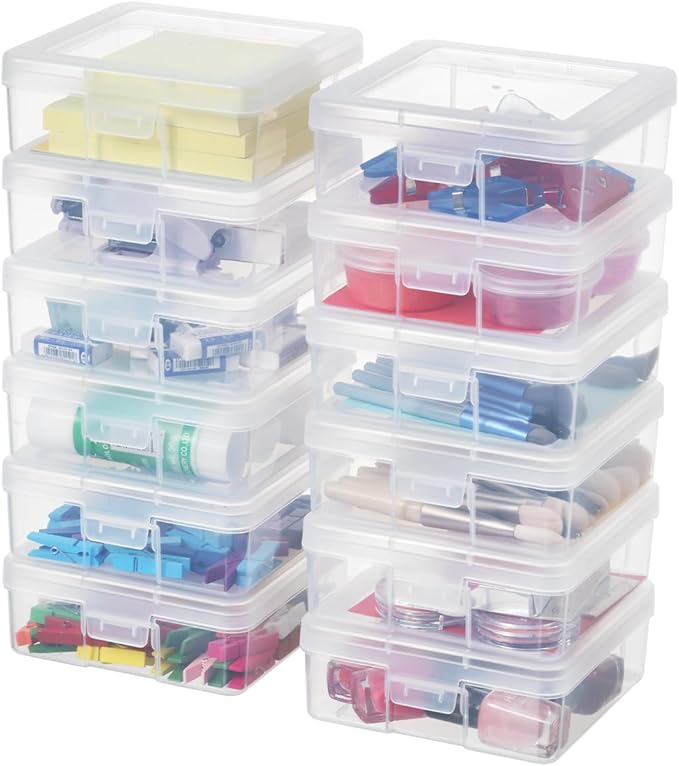 novelinks Plastic Clear Storage Containers for Organizing, Craft Storage Organizers and Stackable Storage Bins with Lids for 