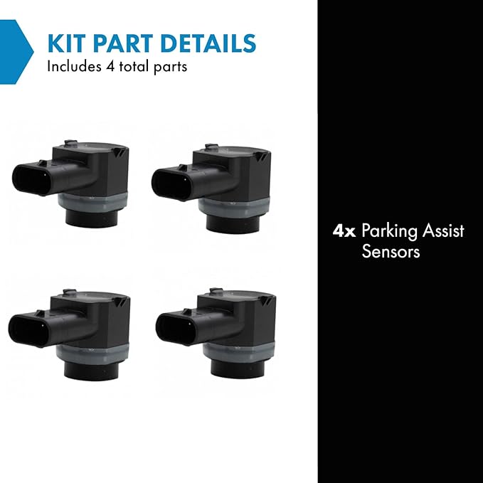 TRQ Parking Assist Sensor Direct Fit 4pc Kit Set for Audi Volvo Hyundai Volkswagen