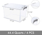 Citylife 44.4 QT Plastic Storage Bins with Latching Lids Stackable Storage Containers for Organizing Large Clear Storage Box 