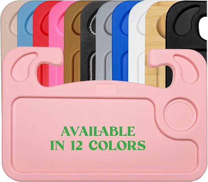 lebogner Steering Wheel Tray, Car Tray for Eating, Hook On Steering Wheel Desk for Food, Laptop and Car Accessories, Car Road Trip Must Haves Gadgets Car Table (Light Pink)