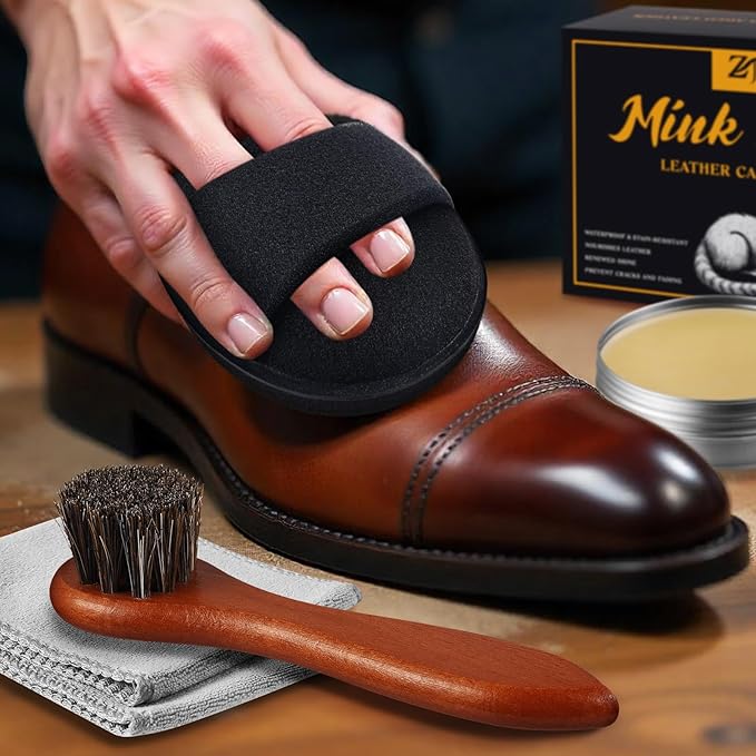8 Pcs Mink Oil for Leather Shoes Boots 3.5 oz Leather Conditioner and Cleaner with Travel Bag Soften for Boots and Shoes Care
