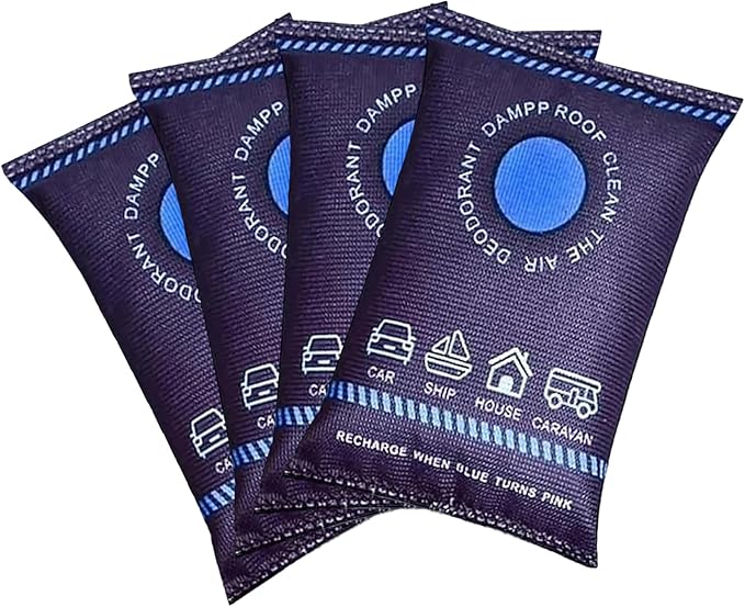 4 Pack Dehumidifier Bags, 200g Reusable Humidity Absorber Portable Anti Fog Car Dehumidifier for Vehicle, New Home,