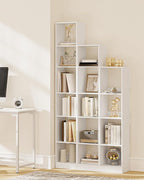 Hzuaneri Bookcase, Tall Narrow Bookshelf, Open Display Storage Shelf, Skinny Cube Book Shelf with Adjustable Shelves, CD Rack