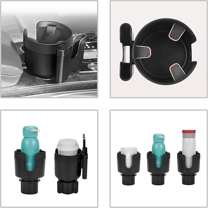 Large Size Car Cup Holder Expander with Cell Phone Holder Adjustable Base U-Shaped Slot Cup Holder Adapter Compatible with Al