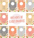 Floral Closet Clothing Size Dividers/Closet Organizer For Baby Girl Clothes Newborn To 4T / 10 Baby Closet Size Dividers