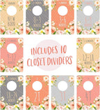 Floral Closet Clothing Size Dividers/Closet Organizer For Baby Girl Clothes Newborn To 4T / 10 Baby Closet Size Dividers