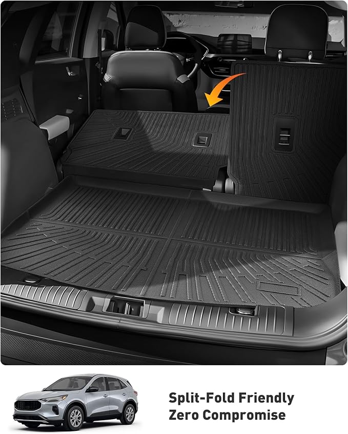 DrCarNow® Floor Mats Full Set for Ford Escape 2026 2025 2024 2023 2022 2021 2020(Not for Hybrid), Custom Fit All Weather TPE Liners with Cargo Mat & Backrest Protector for Car SUV Interior Accessories