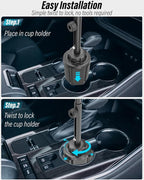 Aluminum Cup Holder Car Tablet Mount - [16" Height Adjustable] [Thick Case Friendly] Heavy Duty Truck Tablet Holder for Car Mount Accessories, for iPad Pro Air Mini, iPhone, Galaxy Tab, 6-15.6 Devices