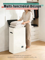WTREE Laundry Hamper with Lid, Reinforced Sturdy Clothes Hamper with Anti-Puncture Base, Large Collapsible Laundry Basket wit