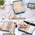 Voova Jewelry Box Organizer for Women Girls, 2 Layer Large Men Jewelry Storage Case, PU Leather Display Jewellery Holder with