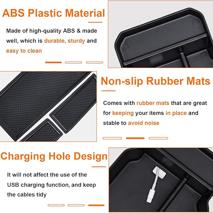 Center Console Organizer Tray Compatible with 2026 2025 2024 2023 Mazda CX-50 Armrest Organizer Tray Secondary Storage ABS Plastic Accessories