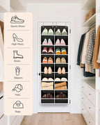 ULG Over The Door Shoe Organizer with 16 Large Pockets, Hanging Shoe Rack for Closet Door, Space Saving Shoe Storage for Boot