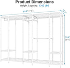 VIPEK V50 White Closet Rack, Extra Large Heavy-Duty Freestanding Wardrobe with Adjustable Shelves for Bedroom, Apartment, Wal