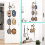HapiRm Over Door Hat Rack - 2 Packs Wall Mounted Hat Holder with 6 Hooks and Metal Basket Design, Baseball Cap Organizer Stor