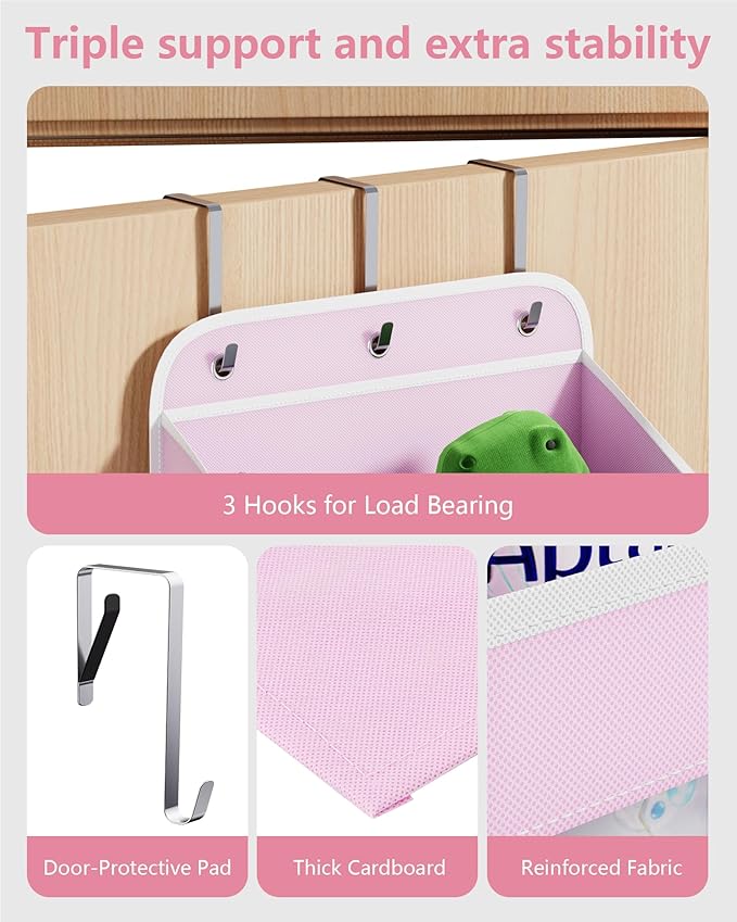 OneDream 5-Tier Over the Door Organizer with Removable Storage Caddy, Baby Clothes Organizer for Nursery, Hanging Behind Door