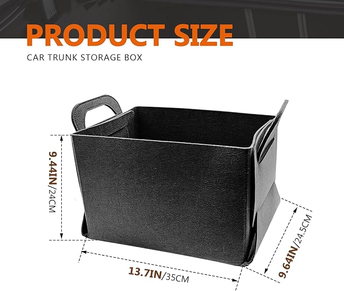 Felt Car Trunk Organizer, Foldable Vehicle Storage Box, Large Capacity Multi-Purpose Automotive Interior Accessories for Cars, S