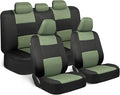 BDK PolyPro Car Seat Covers Full Set in Green on Black, Front and Rear Split Bench Seat Covers for Cars, Easy to Install Car 