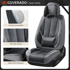 Coverado Seat Covers Full Set, 5 Seats Seat Covers for Cars, Waterproof Nappa Leather Car Seat Covers with Head Pillow, Seat 