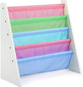 Humble Crew 4-Tier Kids Bookshelf, White Wood/Pastels - Premium Book Shelf for Kids Rooms with Four Deep Pockets - Toddler Sl