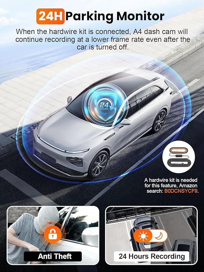 4K Dash Cam Front and Rear, Built-in 5G WiFi GPS, 64GB Card Included, 3.59'' IPS Screen Dash Camera for Cars, Dual Dashcam wi