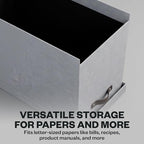 Bigso John Desktop File Box - Storage Solution and Document Organizer for Important Paperwork - Durable Hanging File Box with