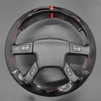 MEWANT Hand Stitch Steering Wheel Cover for Chevy Silverado 1500 Carbon Fiber Hive Embossed Faux Leather Steering Wrap