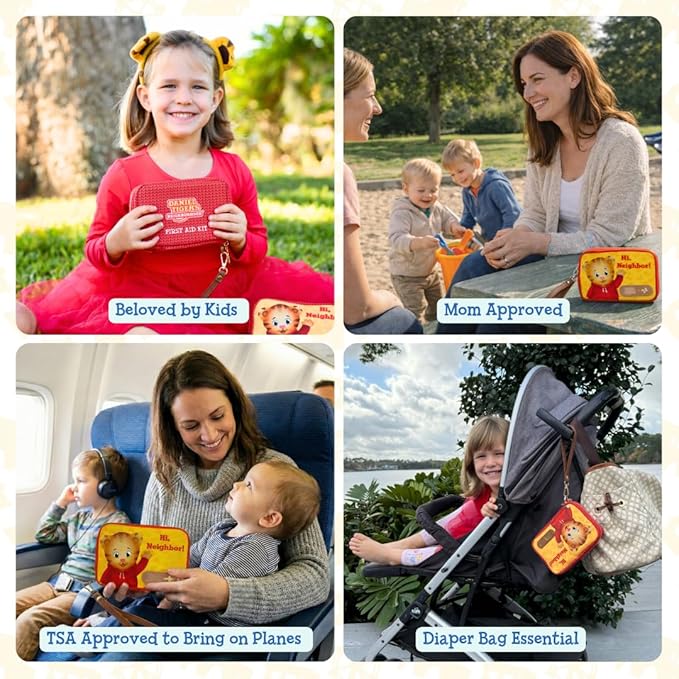 KeepGoing Daniel Tiger’s Travel First Aid Kit for Kids – 130 Pc. for Car, Home, Purse, Diaper Bag & Backpack with Latex-Free 