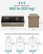 SONGMICS MAZIE Collection - 43 Inches Folding Storage Ottoman Bench, Ottoman Foot Rest, End of Bed Bench, Storage Chest, Load