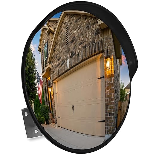 SecurityMan Large 24 Inch Convex Mirror for Blind Spots - Shatterproof Polycarbonate, 180° Wide View for Driveways, Intersections, Warehouses, Roads, and Large Areas - Indoor & Outdoor Security Mirror