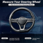 SEG Direct Flat Bottom Steering Wheel Cover, D Shaped Car Wheel Cover 14-14 1/4 in. (35.5-36 cm), for Tesla Model 3 / Y, for 