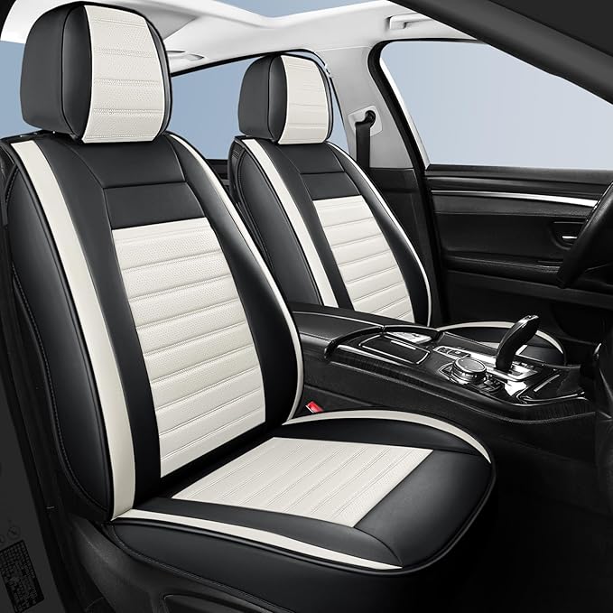 Car Seat Covers Front Pair, Breathable Nappa Leather Seat Covers for Cars, Universal Auto Interiors Car Seat Cushions for Mos