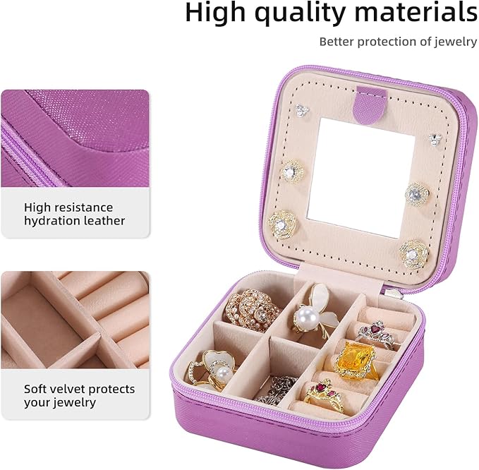 KElofoN Travel jewelry case Travel jewelry box Travel Jewelry Organizer Small Jewelry Organizer Box for Girls Women with Mirr