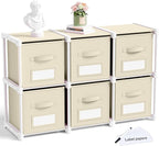 Geelin 6 Cube Storage Organizer with Fabric Bins and Labels 11 Inch, Fabric Collapsible Cubby Clothes Storage Drawer Dresser 
