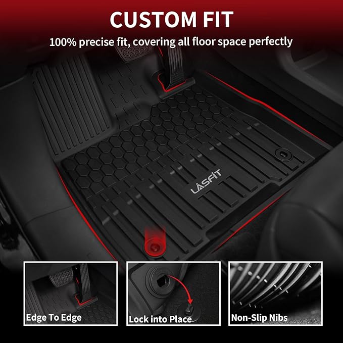 LASFIT Floor Mats for Toyota Sienna 7 seats 2021-2026 (Only for 7 Seat & Not Fit 2025 2026 Platinum Edition) All Weather TPE Custom Fit Floor Liner for Toyota 7 passenger Front and Rear Car Mat, Black