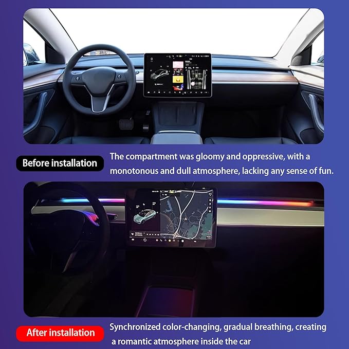 Universal LED Ambient Lighting Kit for Car Dashboard - Smart App Control, 16 Million RGB Colors, Motion Sensor, Easy Installation, Premium Silicone Strip for All Vehicles (Sedan, SUV, Truck)