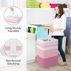 StorageRight Large Collapsible Laundry Basket Hamper with Easy Carry Handles，Freestanding Clothes Hampers for Laundry, Bedroo